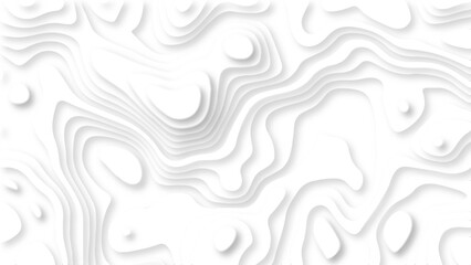 Abstract 3D background creative pattern in illustration with white color design in papercut.Topographic canyon geometric map relief texture with curved layers and shadow. Abstract realistic papercut	
