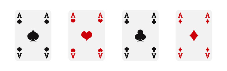 Playing card icons. Spade, heart, club, diamond suit  for apps and websites. Vector illustration.