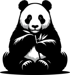 Silhouette of a Panda vector art illustration with a white background
