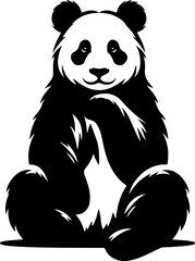 Silhouette of a Panda vector art illustration with a white background