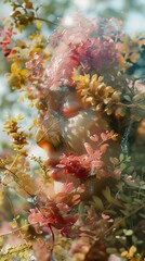 Floral Portrait: A Woman's Face Embraced by Blossoms