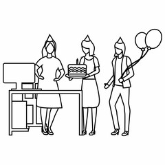  Office Birthday Celebration Illustration