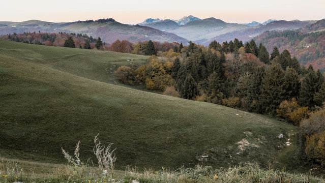 Autumn mountains landscape. Lessinia, Italy