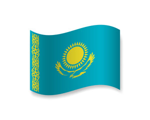 Flag of Kazakhstan icon. Wavy vector element with shadow. Best for mobile apps, UI and web design.