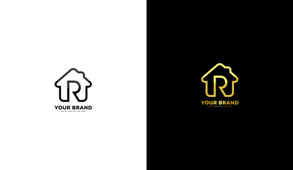 R Home logo, home icon. Vector graphic design