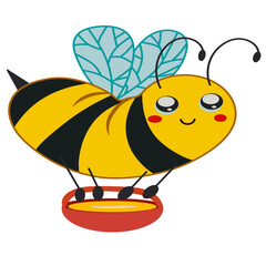 Bee with a basket of honey without background
