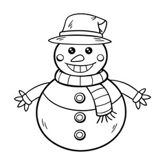 Snowman Coloring Page for Kids – Festive Holiday Coloring Book Printable