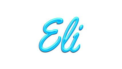 Glowing blue effect of name Eli on white background.