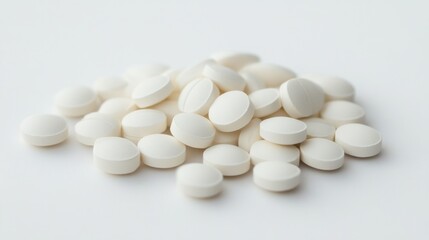 White Pills on White Background.