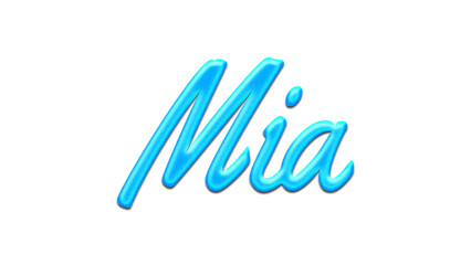Glowing blue effect of name Mia on white background.