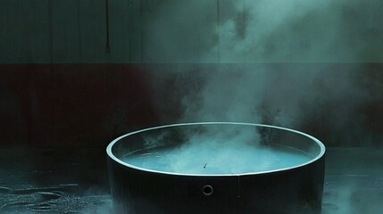 Steamy Teal Vessel: A Moody and Atmospheric Stillness
