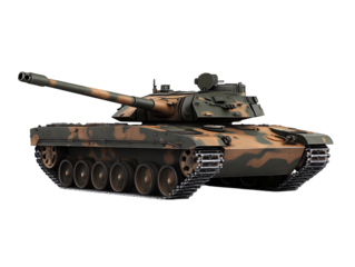 a military tank with a white background