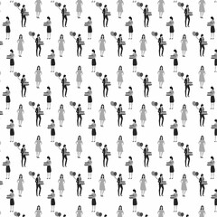 Repeating pattern of people celebrating together