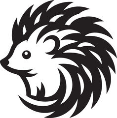  Hedgehog - black and white vector image