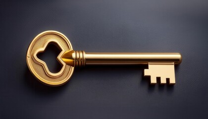 Elegant Golden Skeleton Key on Dark Background for Symbolizing Success, Luxury, and Security. Ideal for Business, Financial, and Corporate Conceptual Use in Presentations and Marketing
