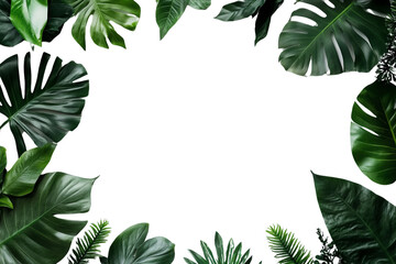 Tropical leaves framing a blank space, perfect for design and decoration, Transparent Background.