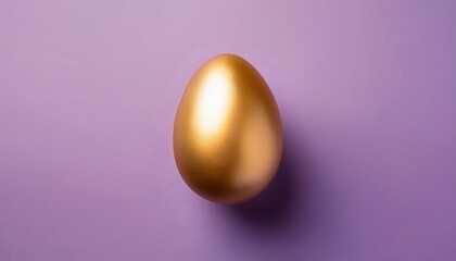 Elegant Golden Easter Egg on Pastel Lavender Background. Symbol of Wealth, Success, and New Beginnings. Ideal for Financial, Investment, Luxury Branding Concepts or Inspirational Marketing