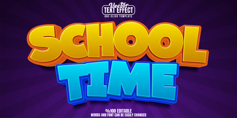 Obraz premium School editable text effect, customizable cartoon and fun 3d font style