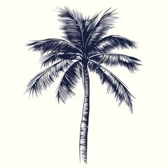 A hand-drawn illustration of a palm tree in blue.