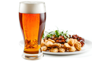 Enjoy a refreshing glass of beer paired with savory snacks for the perfect relaxation experience