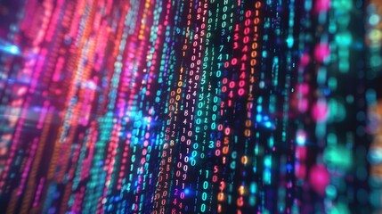 Colorful Digital Binary Code Abstract Background