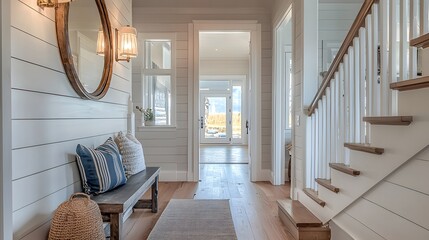 Nautical Brass Wall Sconce by a Coastal Entryway Warm White Light Complementing the Seaside Decor