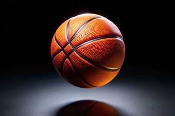 Obraz premium Tilt-shifted world, basketball suspended, swallowed by night.
