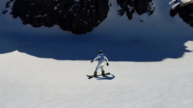 Snowboarder jumping in snow. Extreme winter sport. 3D Rendering, Extreme snowboarding on the snow, rear view, no visible faces