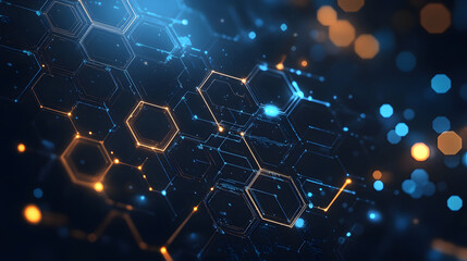 Obraz premium Abstract dark blue technology hexagonal background