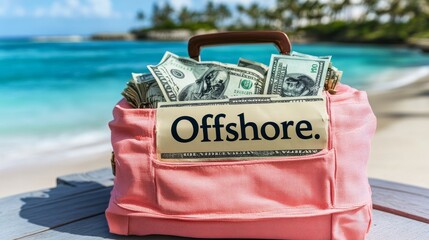 Offshore Obsession: A Visual Representation of Capital Flight.Concept of tax evasion, financial crime, money laundering, offshore banking, corruption, illicit financial flows.