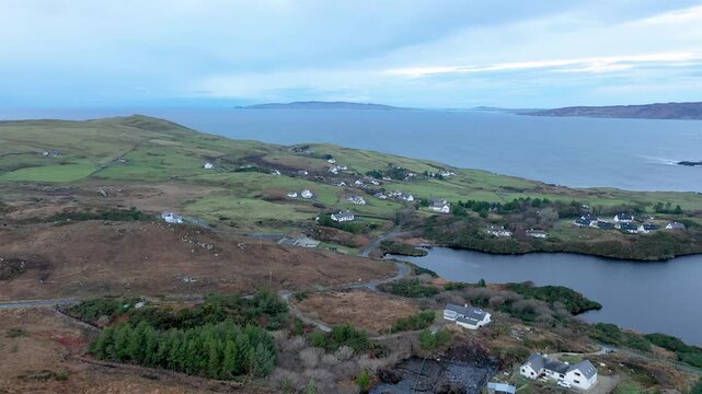 Aerial view of Water Treatment Plant in Portnoo in County Donegal, Ireland