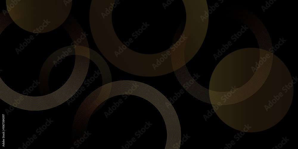 Poster abstract dark golden gradient geometric circle background design. modern shiny blue diagonal rounded