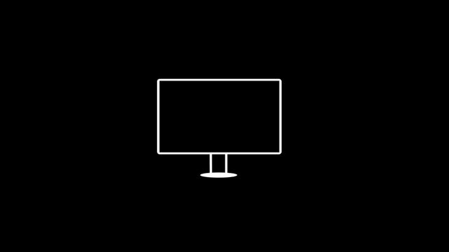 Computer monitor icon animation on a black background. monitor display with black, red, yellow and green screen. monitor icon animation.