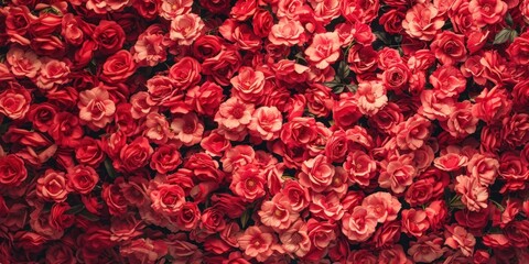 Fototapeta premium Fresh red roses flower background pattern.
