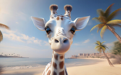 Obraz premium giraffe on the beach