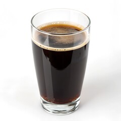 High-Quality Image of Dark Beverage in a Glass for Use in Stock Photography and Design Projects on isolated white background