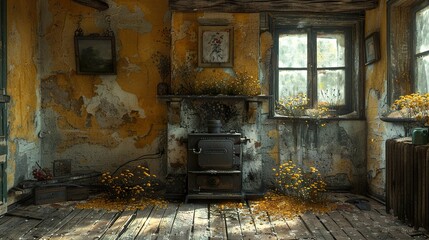 A Glimpse into Time: An Abandoned House with a Vintage Stove