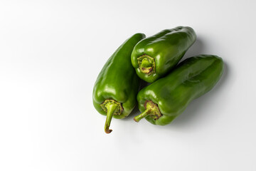 Paprika. Close-up of fresh green bell pepper isolated on white background