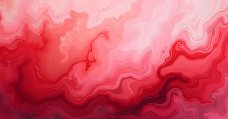 An abstract composition of flowing pink and red hues, resembling a dreamy landscape or liquid texture with soft, wavy patterns and rich color gradients.
