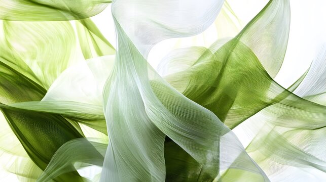 Abstract lines and curves in green and white, depicting energy flow and sustainable growth, inspired by the patterns of nature, 4k resolution