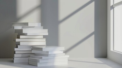 Obraz premium Minimalist Bookshelf Design with Sunlight