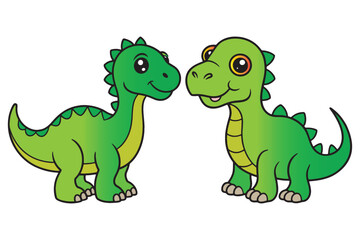 Fototapeta premium Cute dinosaur set vector illustration
