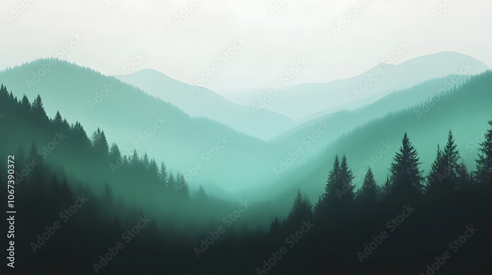 Poster artistic gradient from dark green to light, symbolizing the depth and richness of sustainable forest