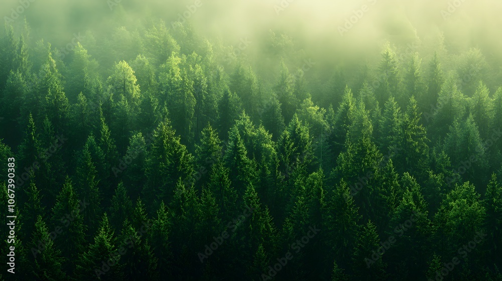 Poster artistic gradient from dark green to light, symbolizing the depth and richness of sustainable forest