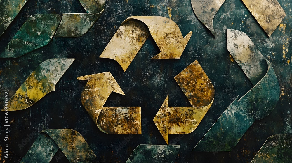 Poster Abstract image featuring overlapping circular arrows in earthy tones, emphasizing the concept of recycling and resource renewal, 4k resolution
