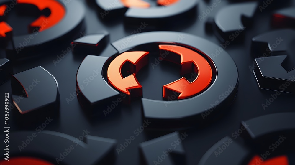Poster Abstract depiction of layered circles with arrows, showing the concept of material flow and recycling in a simple yet modern design, 4k resolution