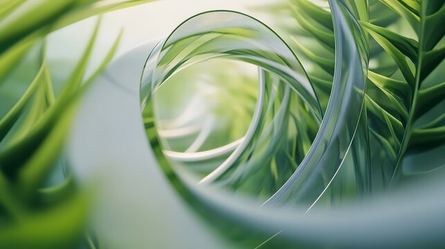 Simple abstract representation of a continuous loop in green tones, symbolizing sustainability and eco-friendly practices, 4k resolution
