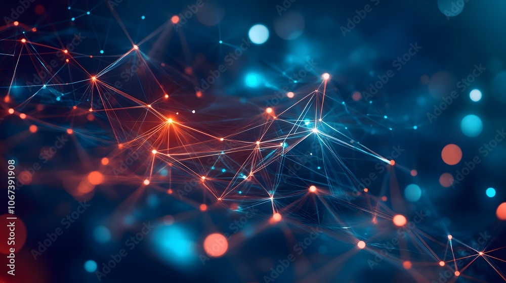 Poster Conceptual digital art of a fearless AI algorithm, with bold, intersecting lines and geometric patterns representing complex decision-making, 4k resolution