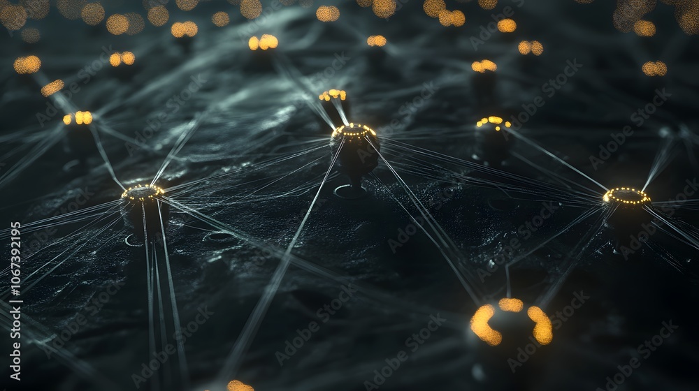Poster Concept of a fearless AI algorithm represented by interconnected nodes forming a web of logic, indicating confidence in decision-making, 4k resolution