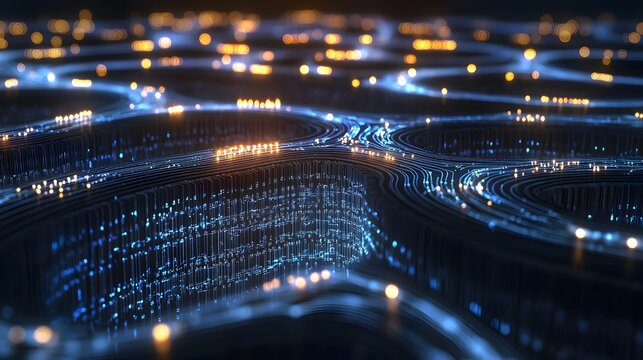 Artistic depiction of an AI algorithm as an infinite loop of glowing blue circuits, capturing fearless continuous improvement, 4k resolution
